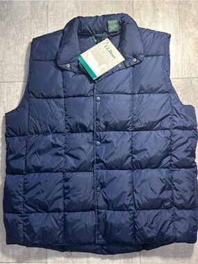 NWT L.L. Bean Men's Navy Down Puffer Vest VINTAGE XL Tall packable NEW